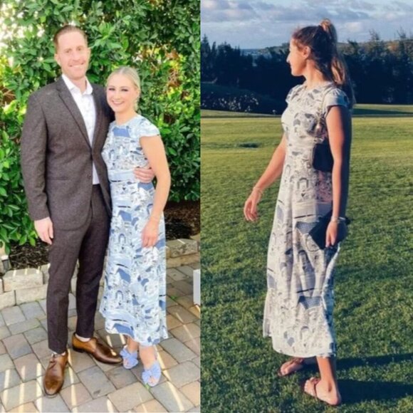 Reformation Gavin Blue White Portugal Printed Open Back Cap Sleeve Midi Dress - Picture 15 of 16